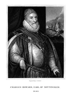 Charles Howard, 1st Earl of Nottingham, English statesman and admiral, (1825).Artist: J Jenkins Charles Howard, 1st Earl of Nottingham, English statesman and admiral, (1825).Artist: J Jenkins