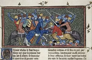 Battle Of Tours Gallery: Charles Martel at the Battle of Tours, ca 1332-1350. Creator: Anonymous