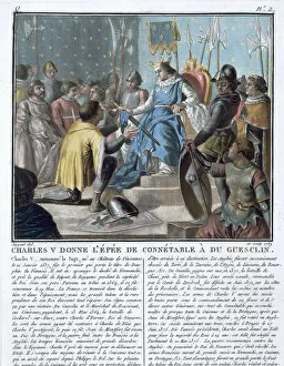 Hundred Years War Collection: Charles V Presents the Epee of the High Constable to Du Guesclin, 1370 (1789)