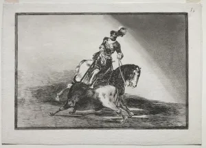 Drypoint And Engraving Prints: Charles V Spearing a Bull in the Ring at Valladolid, 1815-1816. Creator: Francisco de Goya