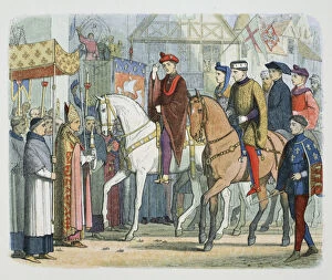 100 Years War Gallery: Charles VI of France and Henry V of England welcomed by the clergy, Paris, 1420 (1864)