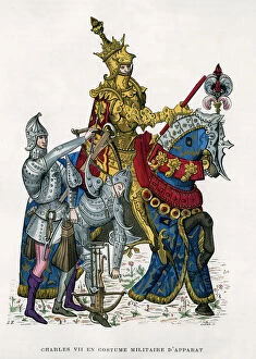 Charles VII, King of France, on horseback in full armour, 15th century (1882-1884).Artist: Gautier
