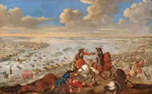 Charles Xii Prints: Charles XII is crossing the Duna 1701. Artist: Lemke, Johann Philip (1631-1711)