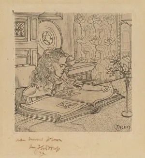 Toorop Jan Prints: Charley Looking at an Album of Prints, 1898. Creator: Jan Toorop