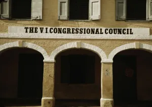 Council Gallery: Charlotte Amalie, St. Thomas, Virgin Islands, (capitol), 1941. Creator: Jack Delano