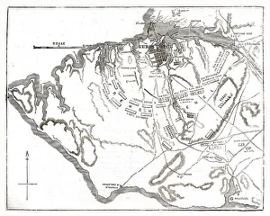 Battle Plan Prints: Chart showing the relative positions of the batteries and Allied Forces around Sebastopol