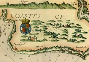 Windmills Gallery: Chart showing windmills as landmarks on the north-east coast of England, 1588, (1947)