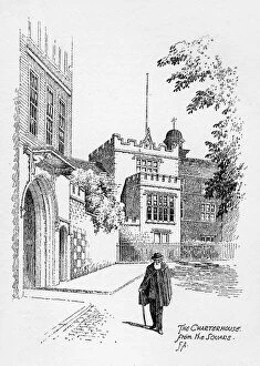 Carthusian Gallery: The Charterhouse from the square, London, 1912.Artist: Frederick Adcock