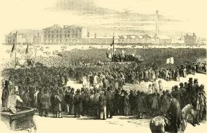 Publisher Prints: The Chartist Meeting on Kennington Common, 1848, (c1878). Creator: Unknown
