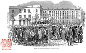 Chartist Gallery: Chartists procession from the mass meeting towards Blackfriars Bridge, London, 10 April 1848