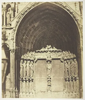 Bisson Auguste Rosalie Prints: Chartres Cathedral, South Transept; Central Portal, 1854 / 63