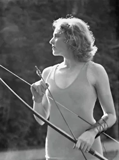 Sportswoman Prints: Chase, Diana, Miss, doing archery, 1933 June 22. Creator: Arnold Genthe