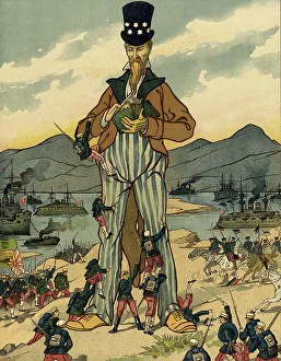 Battleships Prints: Chasing Money (Japanese Song), 1904. Creator: Unknown