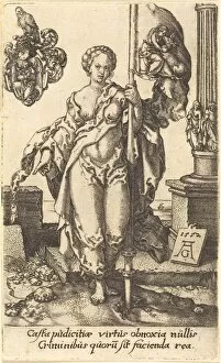 Latin Text Gallery: Chastity, 1552. Creator: Heinrich Aldegrever