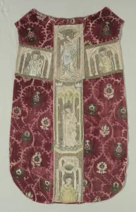 Orphrey Prints: Chasuble Back with Embroidered Orphrey Band, 1415-1425. Creator: Unknown