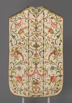Laid Work Couching And Padded Couching Prints: Chasuble, Italy, 1740 / 50. Creator: Unknown