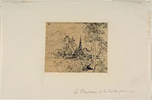 Bresdin Rodolphe Prints: The Chateau and the Cathedral, n. d. Creator: Rodolphe Bresdin
