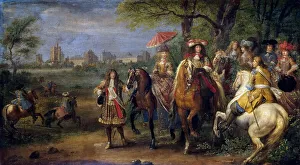 Umbrella Prints: Chateau de Vincennes with Louis XIV and Marie Therese with their Court in 1669