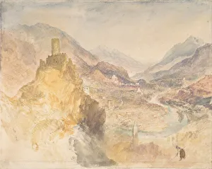 Villeneuve Prints: Chatel Argent and the Val d Aosta from above Villeneuve, 1836. Creator: JMW Turner