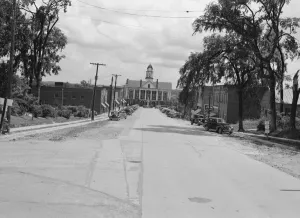 Action Collection: The Chatham County courthouse, Pittsboro, North Carolina, 1939. Creator: Dorothea Lange