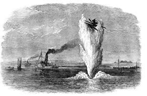 Sapper Prints: Chatham Siege Operations: blowing up rafts on the Medway, 1871. Creator: Unknown