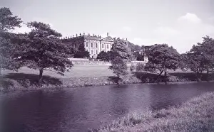 Chatsworth House and River Derwent, Derbyshire, c1955. Creator: Arthur Charles Kirby Ware