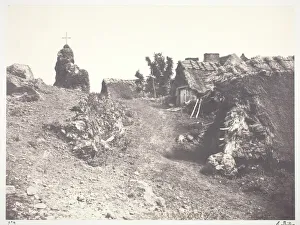 Eduard Baldus Prints: Chaumieres en Auvergne, avec un calvaire, 1852, printed 1978. Creator: Edouard Baldus