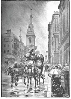 Cheapside - A Rainy Day, 1891. Creator: William Luker.<br> Cheapside - A Rainy Day, 1891. Creator: William Luker
