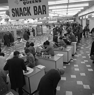 Retail Gallery: The check-out area of the ASDA supermarket in Rotherham, South Yorkshire, 1969. Artist