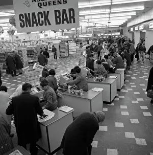 The check-out area of the ASDA supermarket in Rotherham, South Yorkshire, 1969. Artist