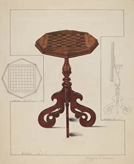 Folding Prints: Checker-board Table-tilt Top, c. 1936. Creator: Magnus S. Fossum