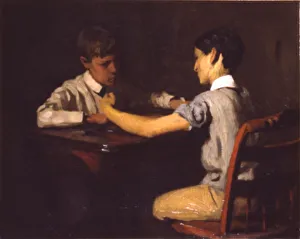 Chequers Prints: Checker Players, ca. 1895. Creator: Thomas Pollock Anshutz