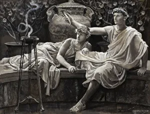 Checking His Love Trance, a Cup He Took Full Brimm d, 1885. Creator: Will H. Low