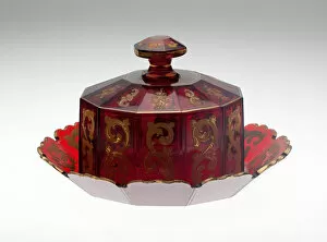 Cut Glass Collection: Cheese Dish and Cover, Bohemia, 19th century. Creator: Bohemia Glass