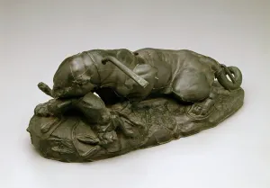 Attack Prints: Chef modele for Jaguar Devouring a Hare, c1850. Creator: Antoine-Louis Barye