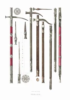 Melee Weapon Prints: Chekans. From the Antiquities of the Russian State, 1849-1853