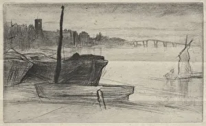 Chelsea Bridge and Church, 1871. Creator: James McNeill Whistler (American, 1834-1903)