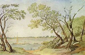 Chelsea Bridge from Millbank, 1790, (1943). Creator: Joseph Farington Chelsea Bridge from Millbank, 1790, (1943). Creator: Joseph Farington