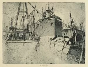 Steamship Gallery: Chelsea Docks, Loading the Ship, 1907. Creator: Charles Frederick William Mielatz