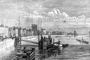 Embankment Prints: The Chelsea Embankment, from Battersea Bridge, 1874. Creator: Unknown