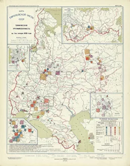Cartographic Prints: Chemical industry of the USSR on January 1