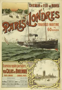 Rail Transport Prints: Chemin de fer du Nord. Paris à Londres via Calais