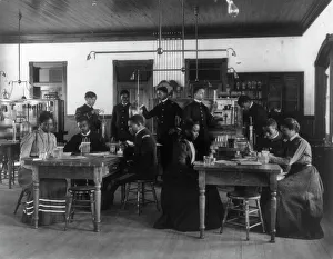 Training College Prints: Chemistry classroom at Hampton Institute - African American male and female students