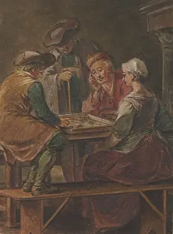 Chalk On Paper Prints: Chequerboard player. Creator: Willem Joseph Laquy