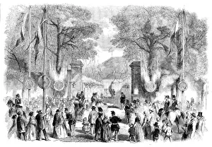 Gates Prints: The Cherbourg Fetes - Tents at the Railway Station, Cherbourg, 1858. Creator: Unknown