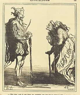 Newsprint Prints: Chère dame, avant de nous donner... 1871. Creator: Honore Daumier