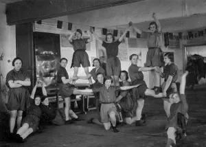 Fitness Prints: Cherepanovskaya nine-year school with a pedagogue, 1927. Creator: Unknown