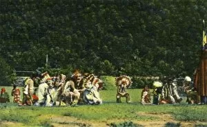 Ct Art Collection: Cherokee Indians in Full Native Costume in one of their Ceremonial Dances - On Cherokee