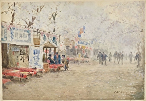 Japanese Era Prints: Cherry Blossom Festival, about 1903. Creator: Nakagawa Hachiro