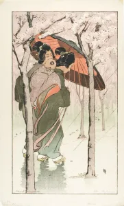 Carrying On Back Collection: Cherry Blossom Rain, 1905. Creator: Helen Hyde